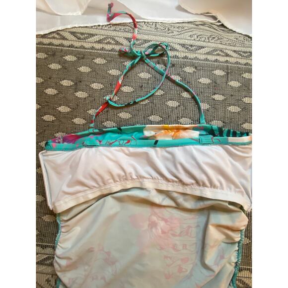 Women's Hapari Swim Bathing Suit TOP (only) 16 turq w Pink . Side rouching EUC - Picture 10 of 15